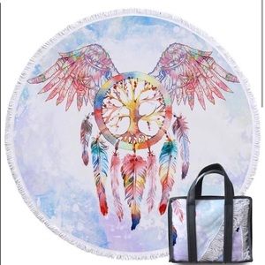 Dreamcatcher with Angel 😇 Wings Round Beach 🏖 Towel NWOT